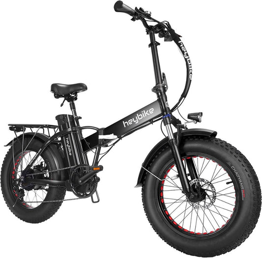 Heybike - Mars Foldable Ebike w/ 48mi Max Operating Range & 20 mph Max Speed- for Any Terrain - Black